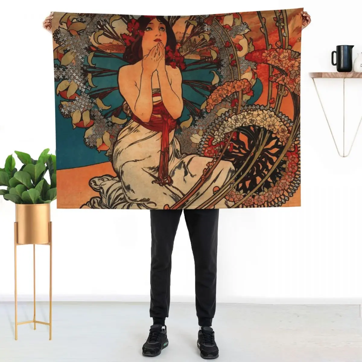 Monaco Monte Carlo.1897,Alphonse Mucha,litography Throw Blanket Blankets For Baby For Sofa Thin Thin Single Blankets