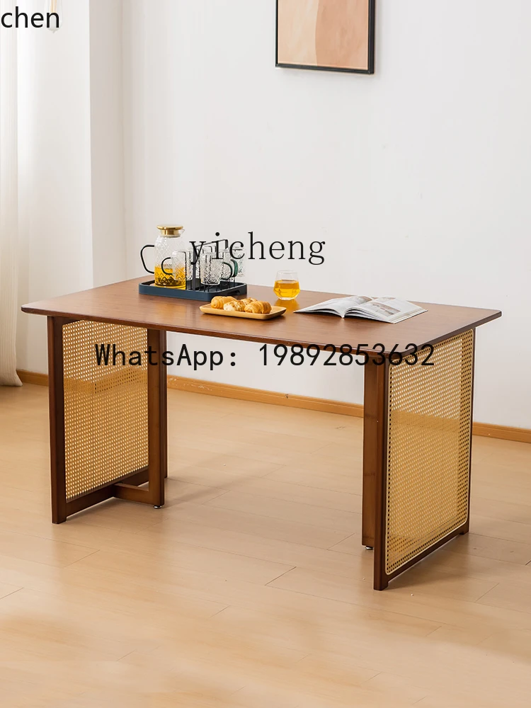 YFY Dining Table Bamboo Dining Table and Chairs for Home Small Apartment Dining Table Desk Work Desk Study Desk