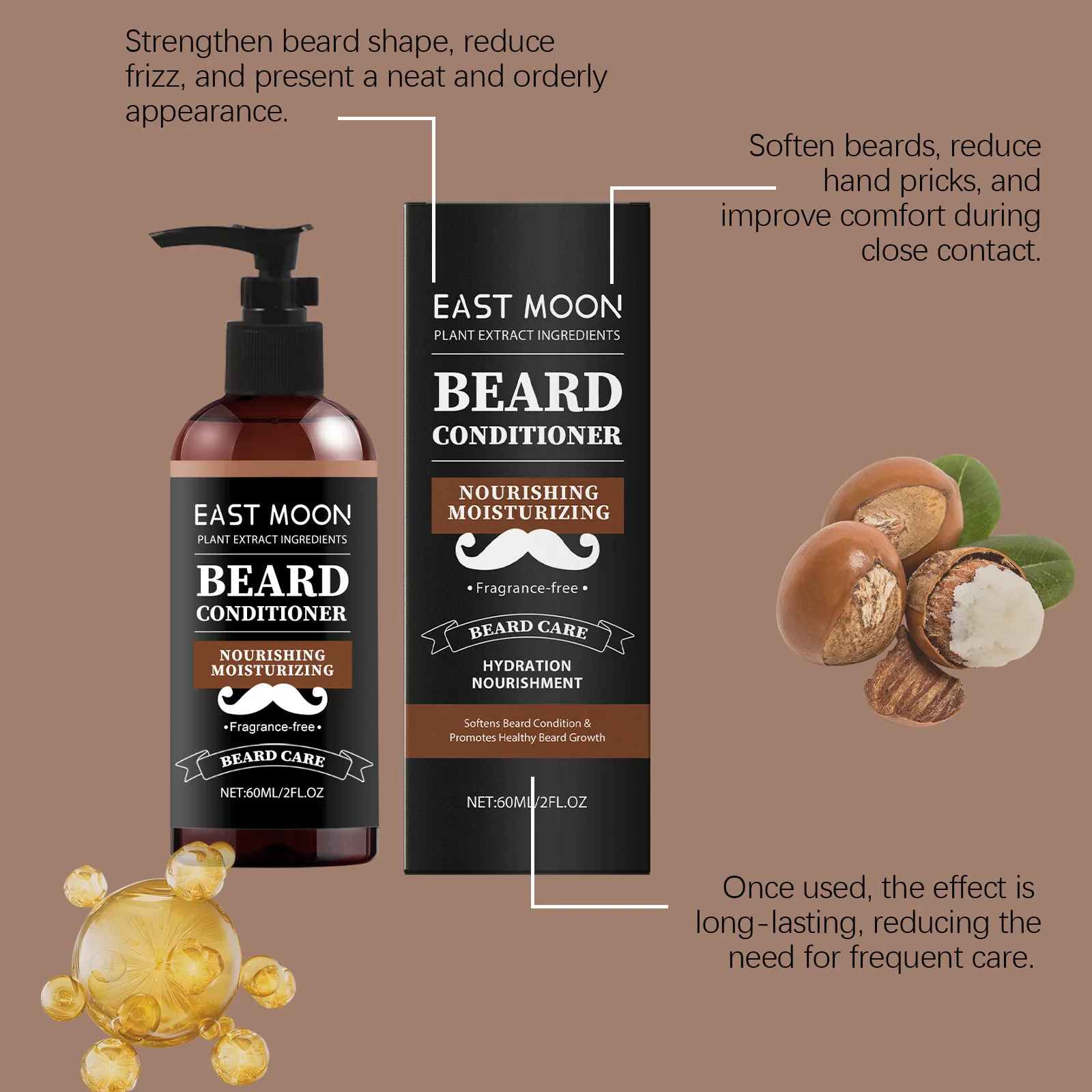 60ml Men Beard Nourishing Conditioner Oil Control Deep Moisturize Restore Soften Improve Hair Loss Beard Growth Conditioner