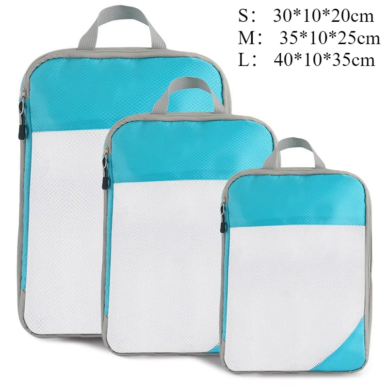 3PCS Travel Compressible Packing Cubes Foldable Waterproof Storage Bag Suitcase Nylon Portable With Handbag Luggage Organizer