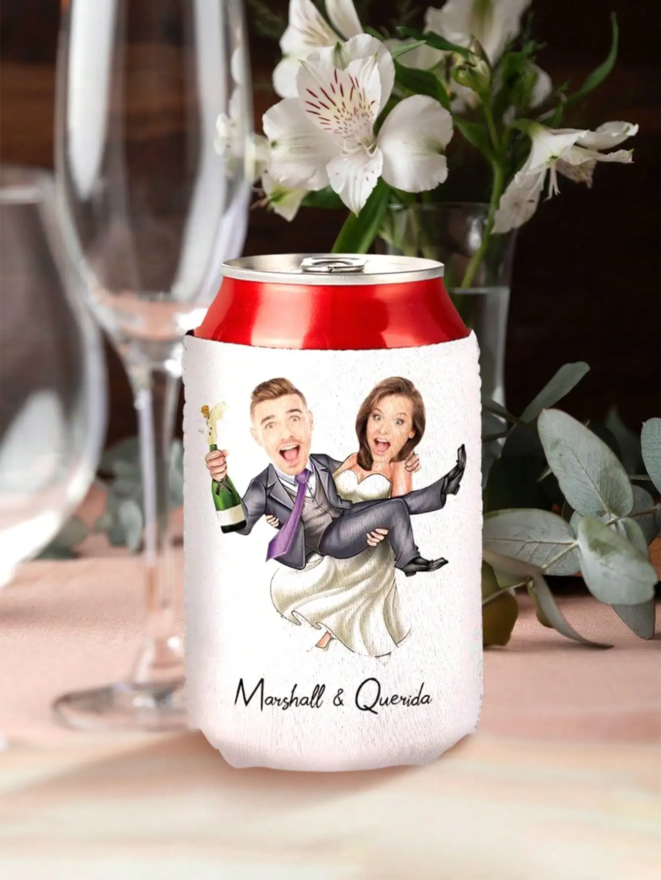 1pc Custom Photo Can Cooler Insulated Personalized Can Cooler with Picture and Name Gift for Couple Wedding Bachelor Birthday