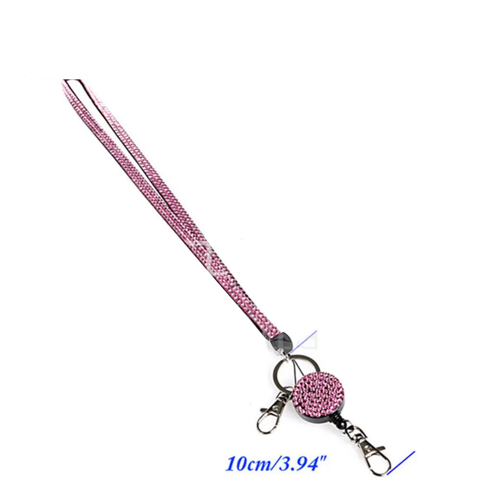 Rhinestone Crystal Badge Holder Neck Lanyard Id Holder Necklace Business Card Pass Mobile Chain Credit