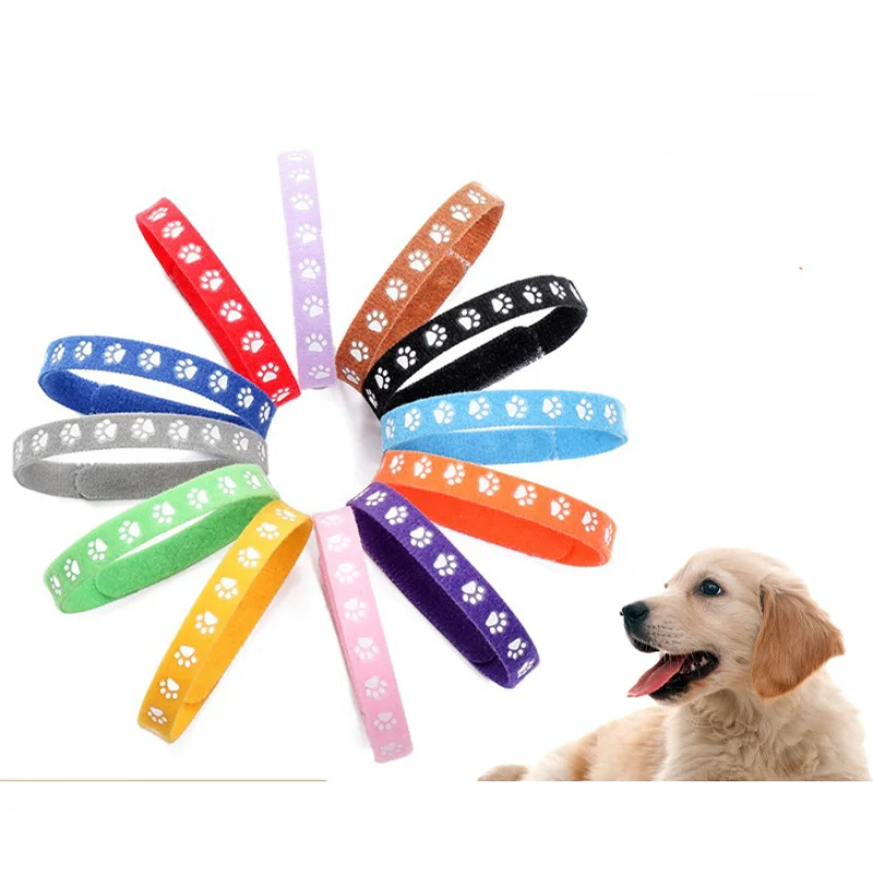 6Pcs 12Pcs Wholesale Pet Collars Puppy Kitten Identification Footprints Collar Newborn Cat Birth Milk Dog Necklace Adjustable