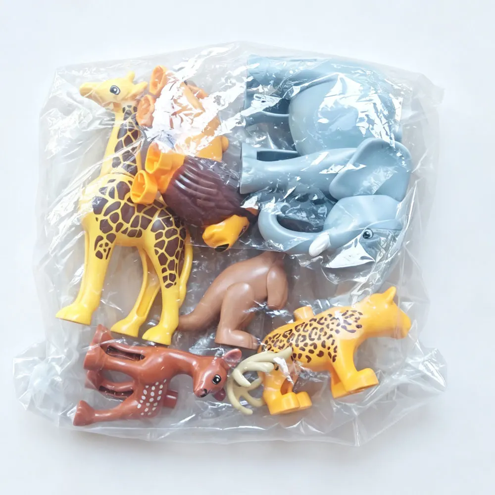 Large Particle Building Blocks Grassland animals Parts Set, Compatible with DULPO Big Size Bricks Lion, Elephant, Deer, Kangaroo