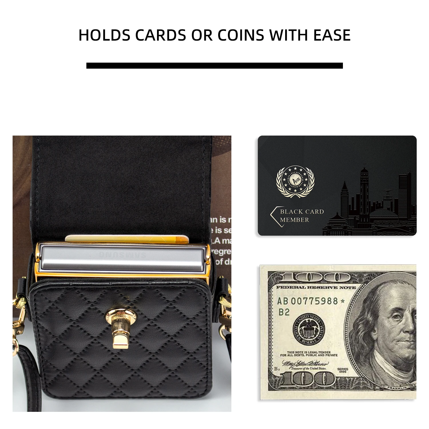 حقيبة هاتف كروس جلدية فاخرة للنساء حقيبة كتف صغيرة متوافقة مع هاتف Samsung Galaxy Z Flip Motorola Razr 50 #6