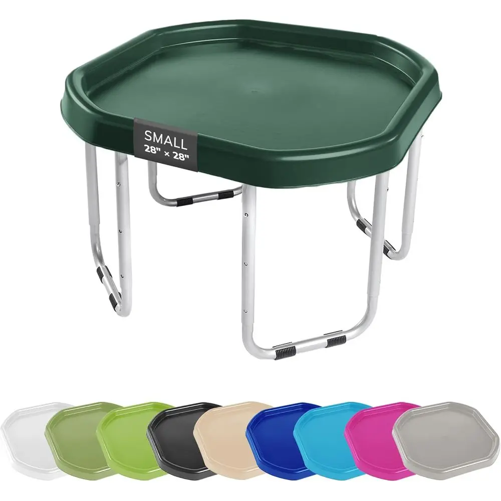 

Small 28x28 Green Sensory Tray Set with Stand, Ideal for Outdoor Play, Sand and Water Table Activities for Toddlers and Kids