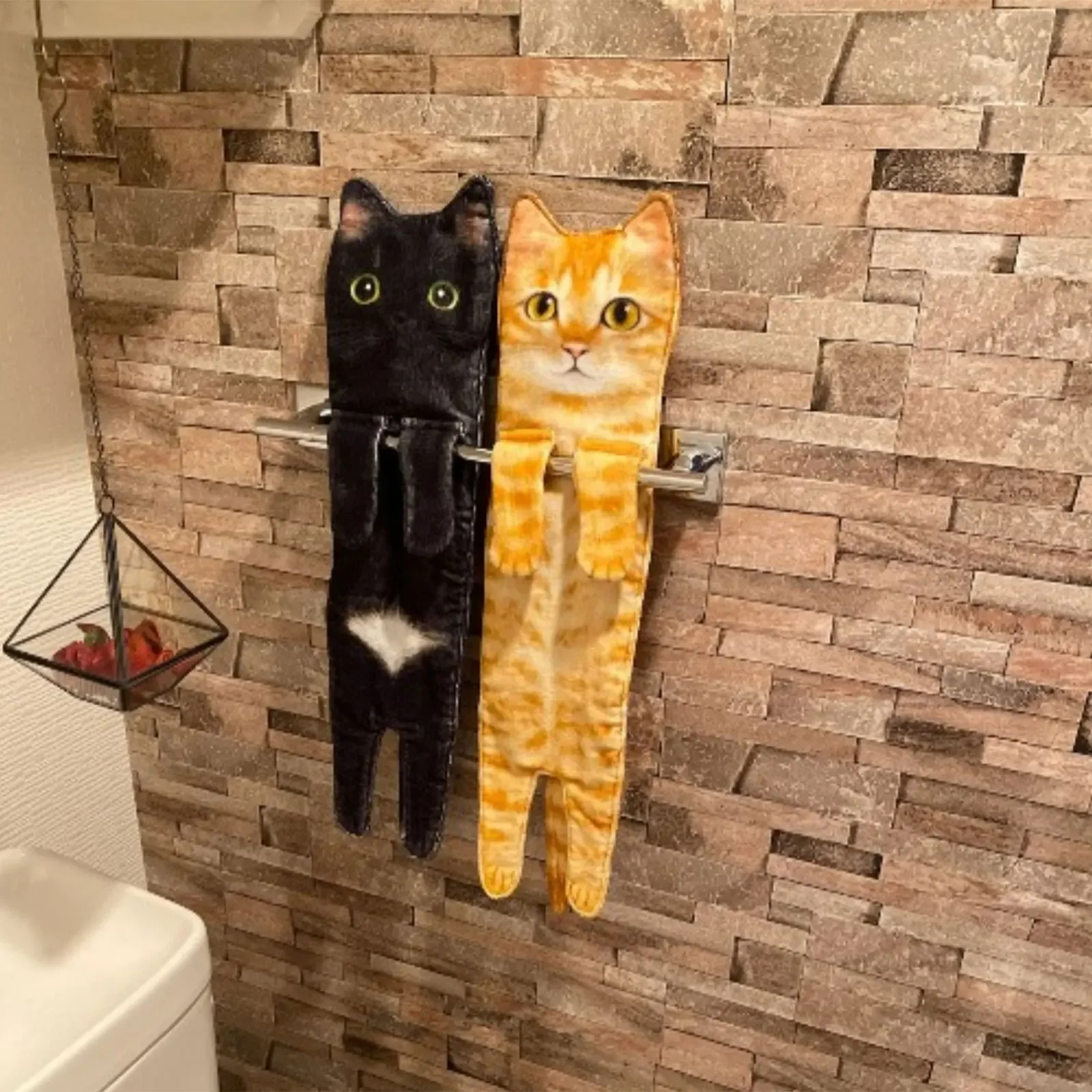 Toallas Mano Gato Divertidos Cocina, Baño Bola Bucles Colgantes Creativas Microfibra Absorbentes