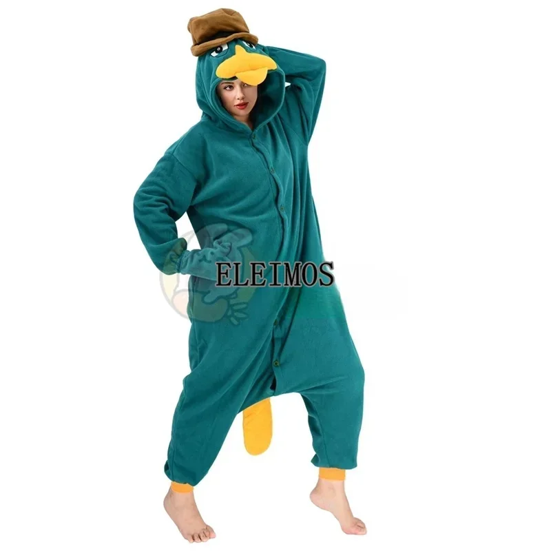 Eleimos Halloween Kigurumi Onesie Cartoon Eend Pyjama Voor Volwassen Kinderen Vrouwen Mannen Animal Pyjama Homewear Cosplay Party Costum MN5