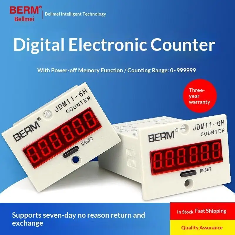 6 Digit Display Electronic Digital Counter JDM11-6H Counter Red LED Display Power Off Memory For Industrial Counting