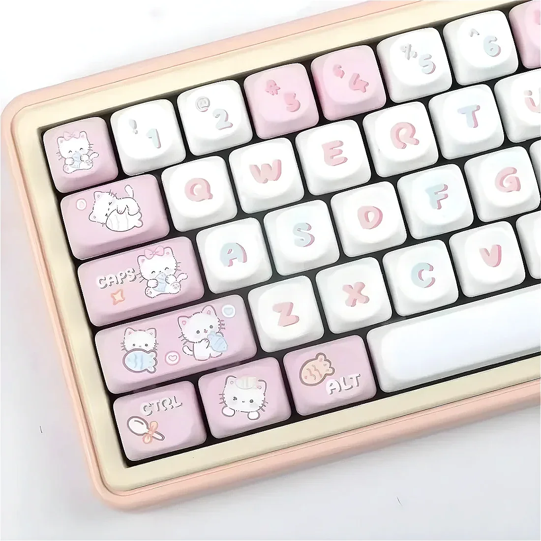 Cat Eating Fish Key Cap Pink MOA High MAC Small Warp Heat sublimation Ningzhi A75 F87 HI75 99 104