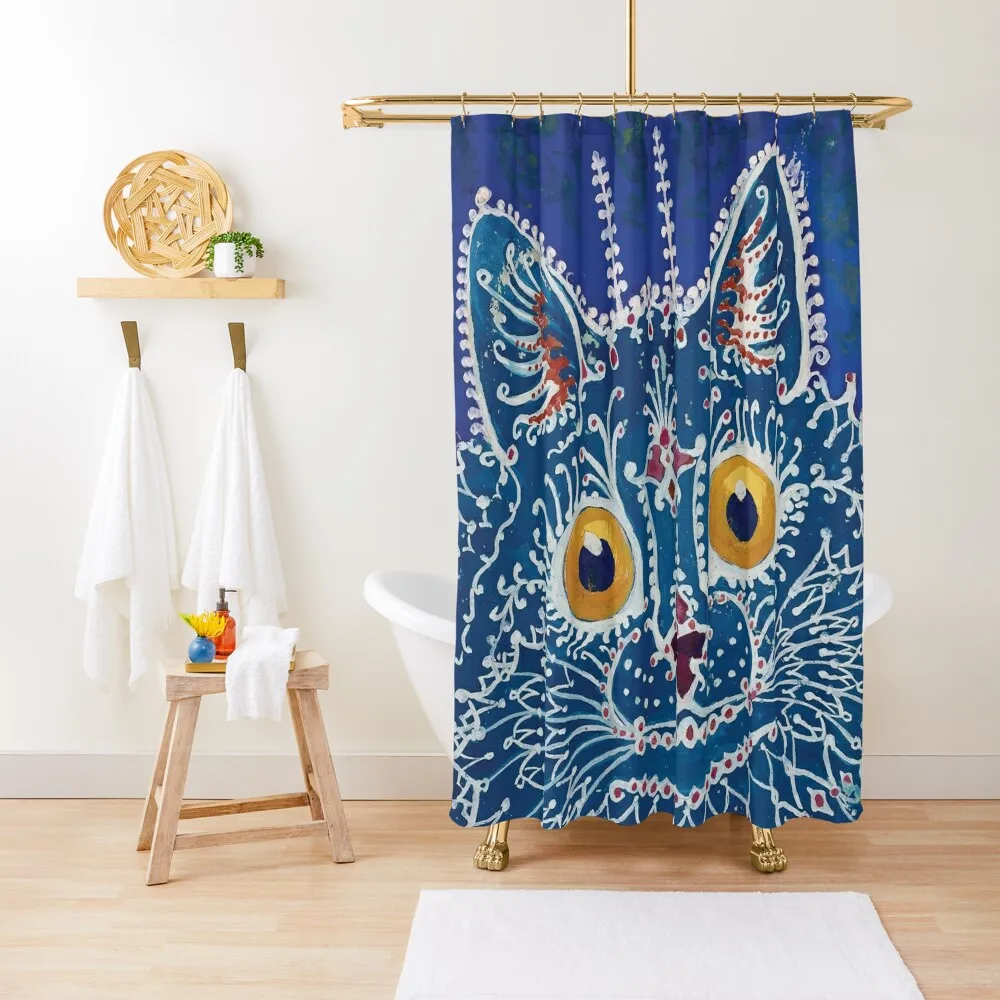 

Louis Wain Cat in “gothic” style Shower Curtain Funny Shower For Bathroom Elegant Bathroom Bathroom Shower Set Curtain