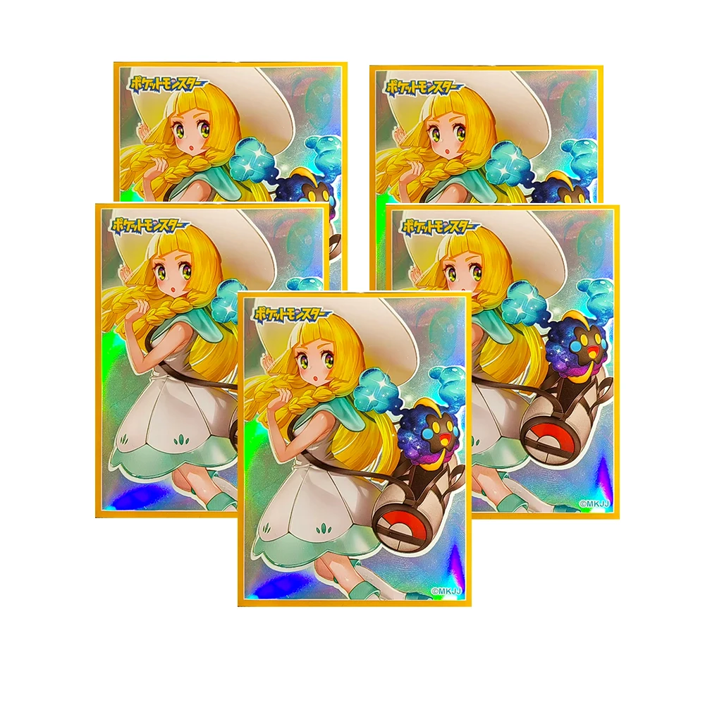 60PCS Cute Foil Lillie Card Sleeves Anime Girl Trading Card Protector Holographic Cards Shield Outer Cover 67x92mm For the fans