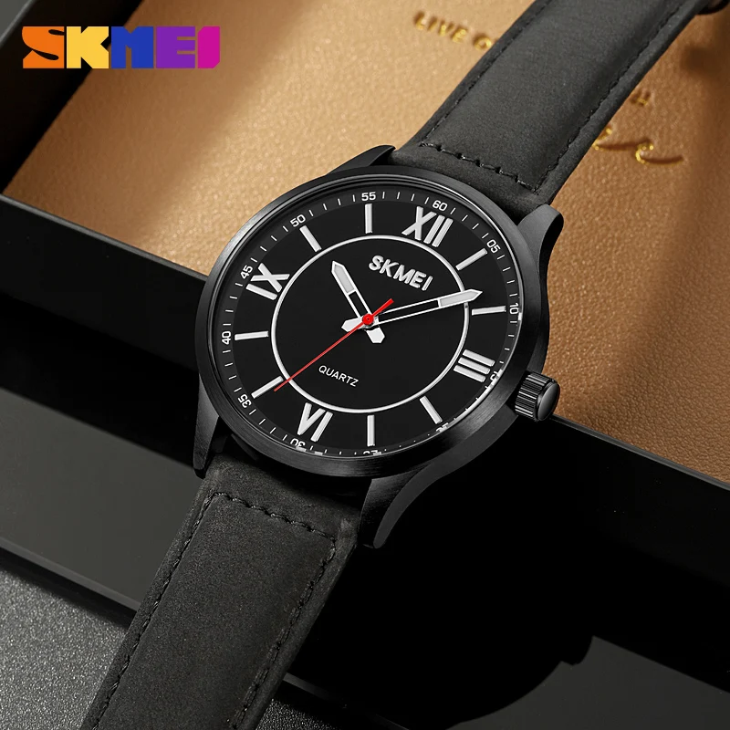 SKMEI Jam Tangan Pria Kasual Fashion Merek Top Jam Tangan Kuarsa Bulat Kedap Air Desain Asli Sederhana Jam Tangan Olahraga Reloj Hombre