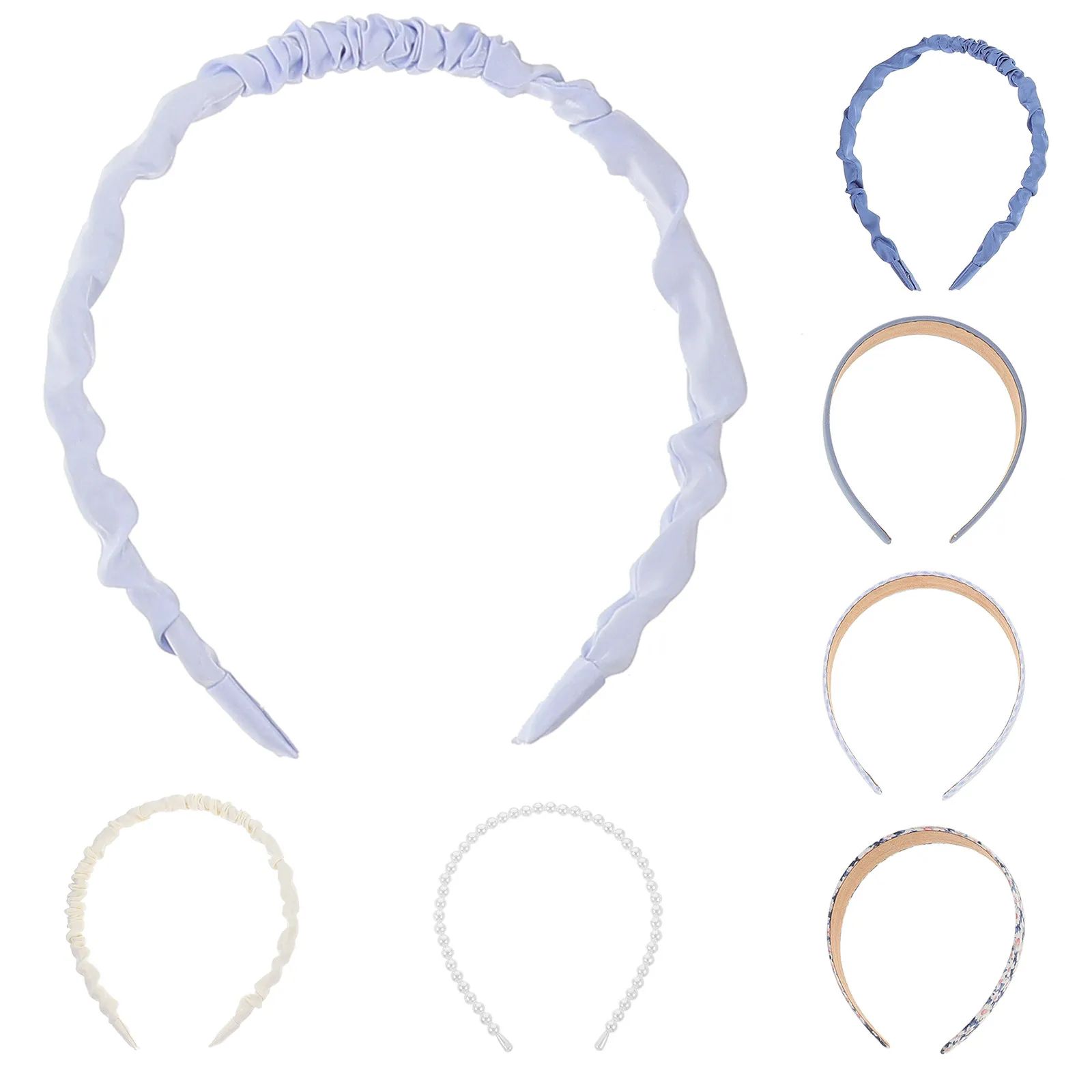 

Набор из 7 модных тканевых повязок на голову с жемчугом для женщин: для умывания, спа-процедур и укладки волос, удобные и декоративные