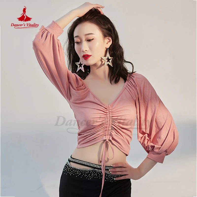 Belly Dancer Wear Costume Winter Long Sleeves Bellydancing Top Cotton Sexy Deep V Oriental Bellydance Tops Girl's Dancwear