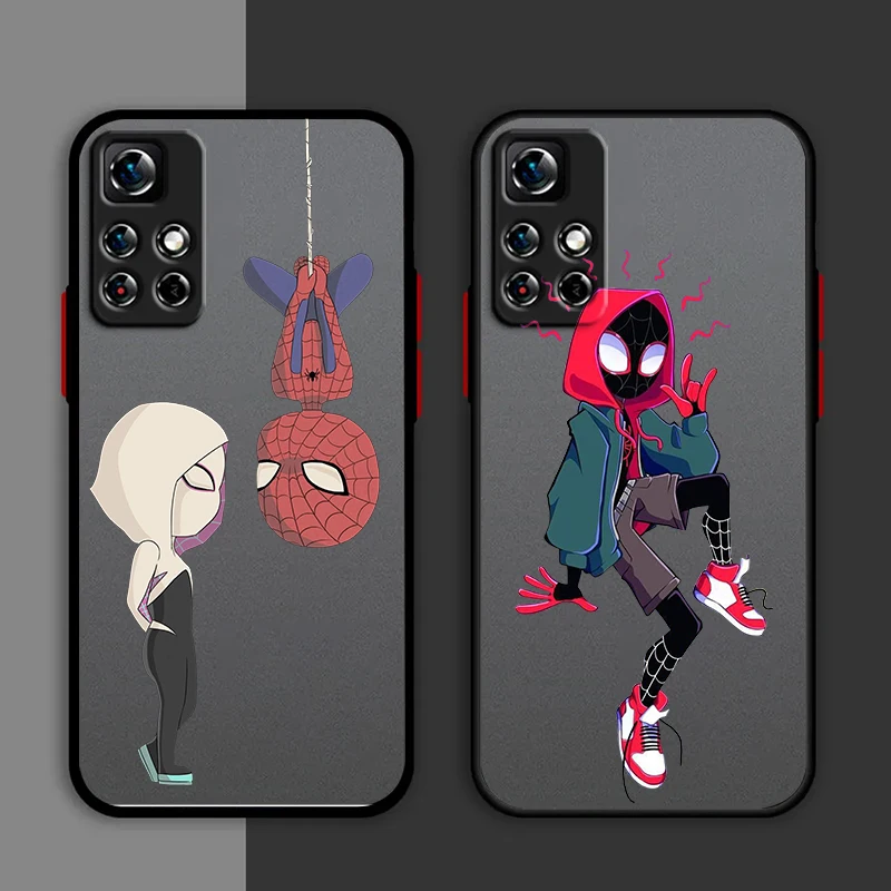 Marvel Spiderman Couple Phone Case For Redmi Note 13 12 11 10 Pro Plus Pro S T 5G Matte Frosted Translucent Cover