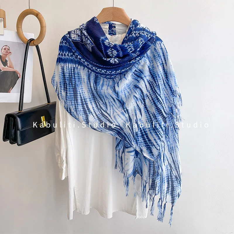 Ethnic Tie-Dye Shrug for Women, Chinese Traditional Frog Button Cape,  Travel Sun Protection Wrap, Bohemian Style