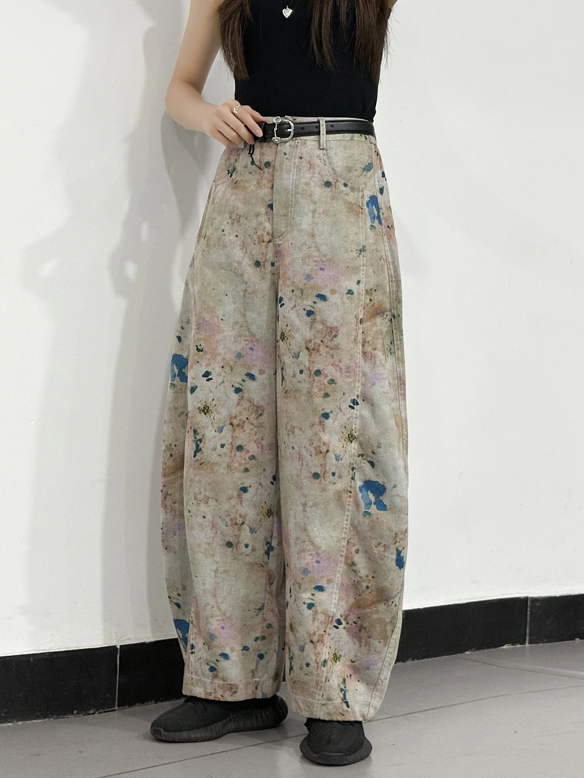 

Женские джинсы с высокой талией и широкими штанинами, модные, универсальные, стройнящие, летние, новинка, повседневные, из канваса