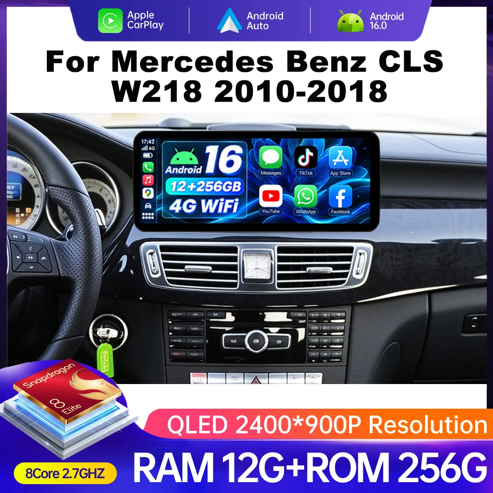 12.3Inch Navi for Mercedes Benz CLS W218 2010-2018 Car Radio Android 16 Multimedia Video Player HD Touch Screen Wireless Carplay