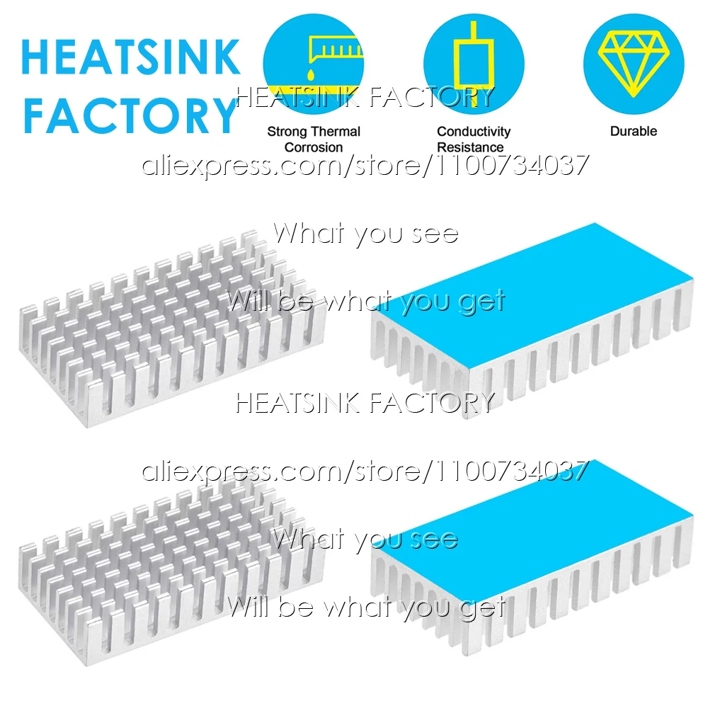 50x25x10mm Silver Zigzag Aluminum Pin Fins Heatsink Cooling Radiator Cooler Heatsink for LED Power IC Transistor Module PCB