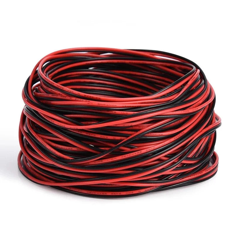 Heat-resistant Soft Electrical Silicone Wire Cable 22AWG For LED Strip Light DIY 10M Red + 10M Black