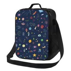 Space Universe Sun Planet Insulated Lunch Bags for Office Astronaut Spaceship Resuable Thermal Cooler Bento Box Children