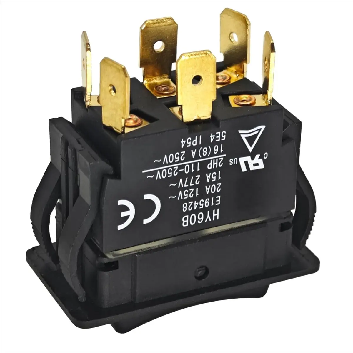 مفتاح هزاز HY60B جديد - تشغيل وإيقاف 125/250 فولت 20/15 أمبير 6 دبابيس مفتاح بـزر دفع - زر ضغط قوسي للأدوات الكهربائية الصناعية