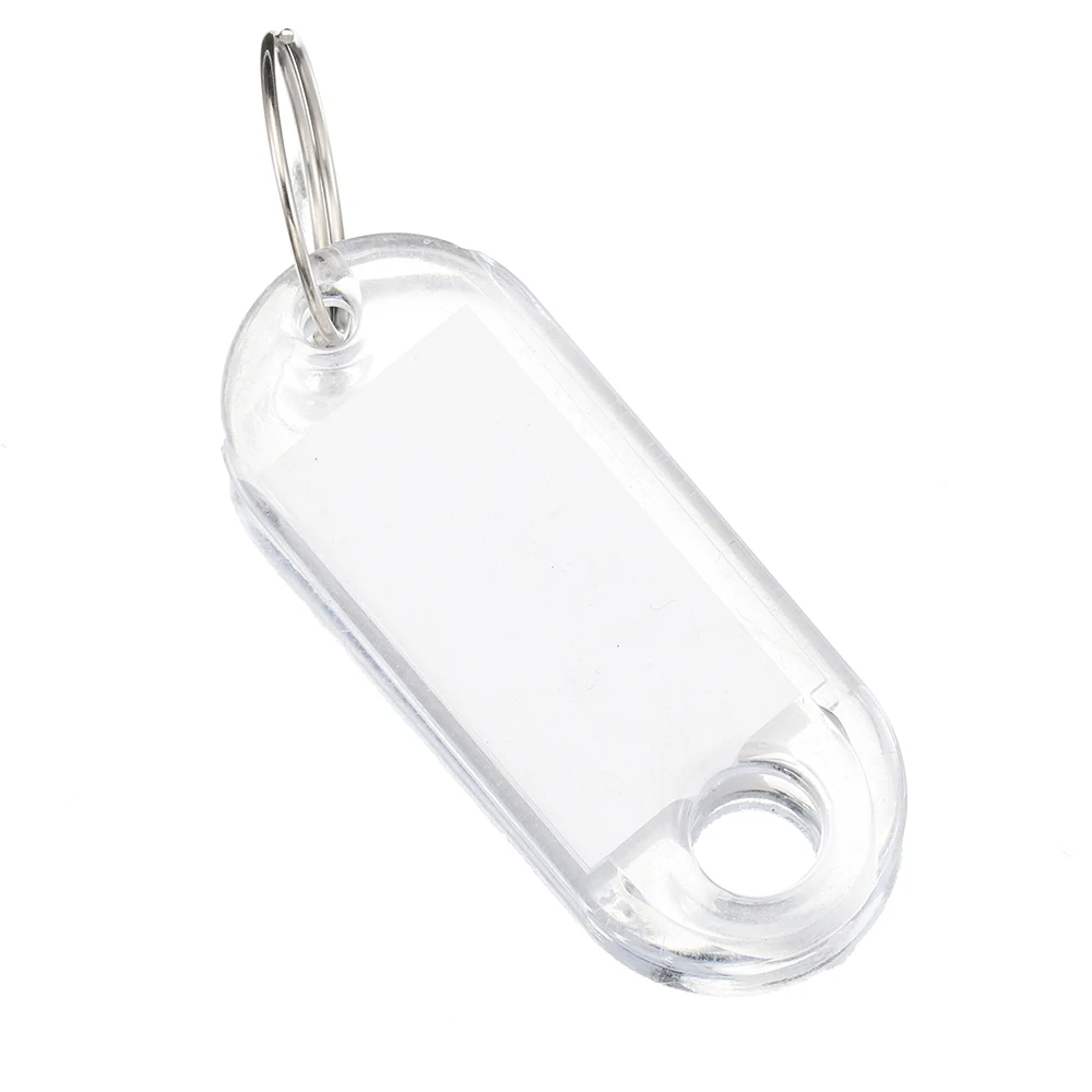 10pcs Key Tags Clear Plastic Split Key Ring with Paper Labels image 3