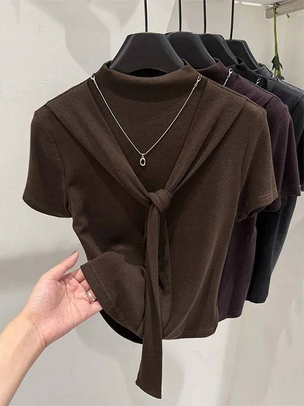 Afslankend of Sve T-irt Dames vroege herfst Nieuw Sle oulder Design Sensation Top Koreaans Sle Commute-patroon