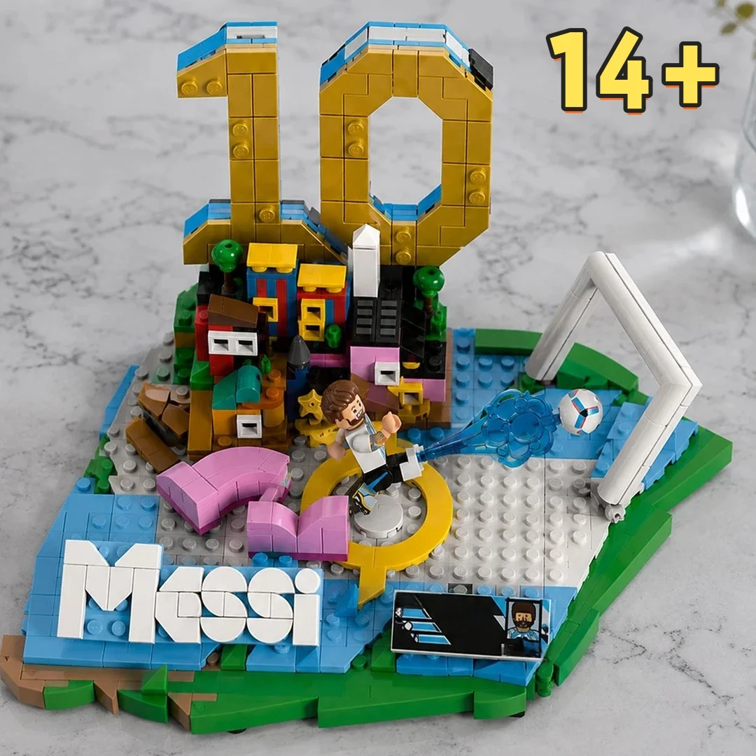 500 pièces de jouets de construction de modèle de superstar du football numéro 10, avec des moments de football emmêlés et des buts passionnants, pour cadeaux d'Halloween et de Noël