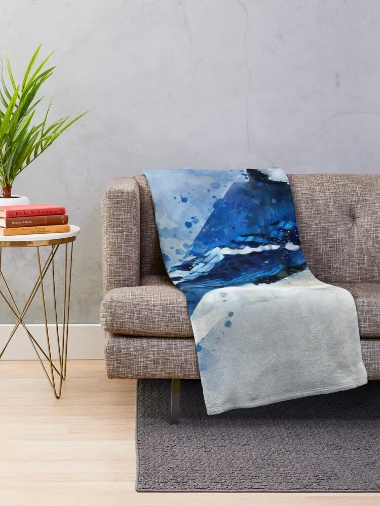 Dramabite Watercolour blue jay bird artistic artsy animal painting Throw Blanket Fluffy Shaggy Sofa Blankets