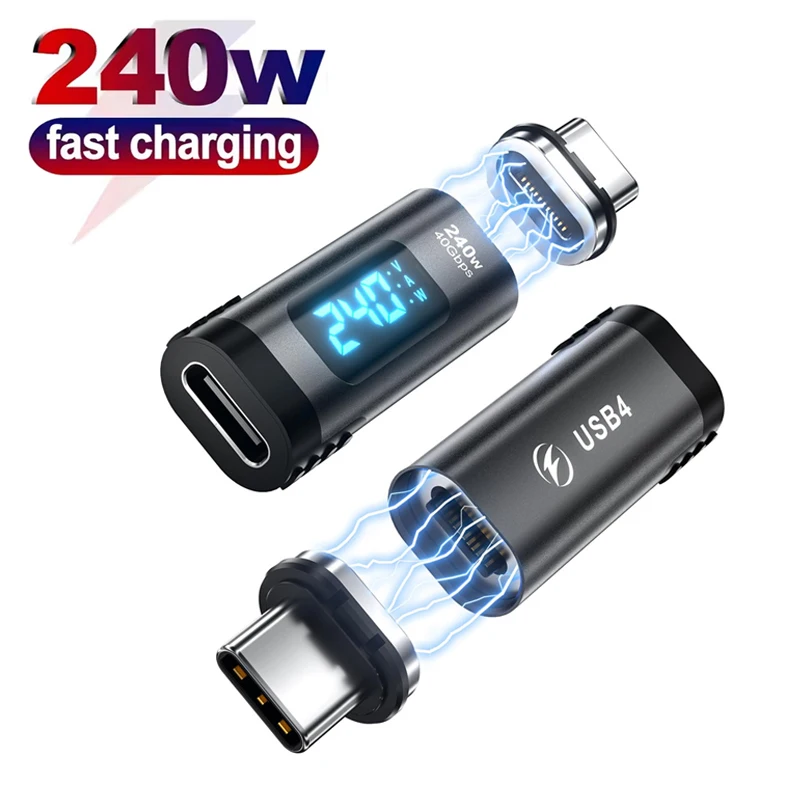 Digital Display USB C Magnetic Adapter PD240W 24Pin USB 40Gbps 8K 60Hz Video Connector for iPhone 16/15 iPad Mac
