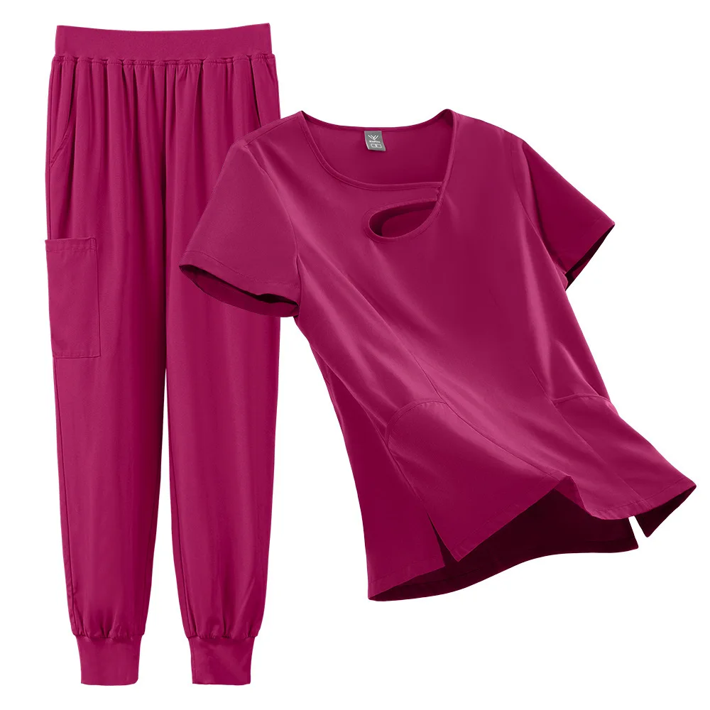 Waschen von Kleidung, Doctor SPA, Haustier, Krankenhaus, einfarbig, bequem, atmungsaktiv, Krankenschwesteruniform, bestickt, zweiteiliges Set