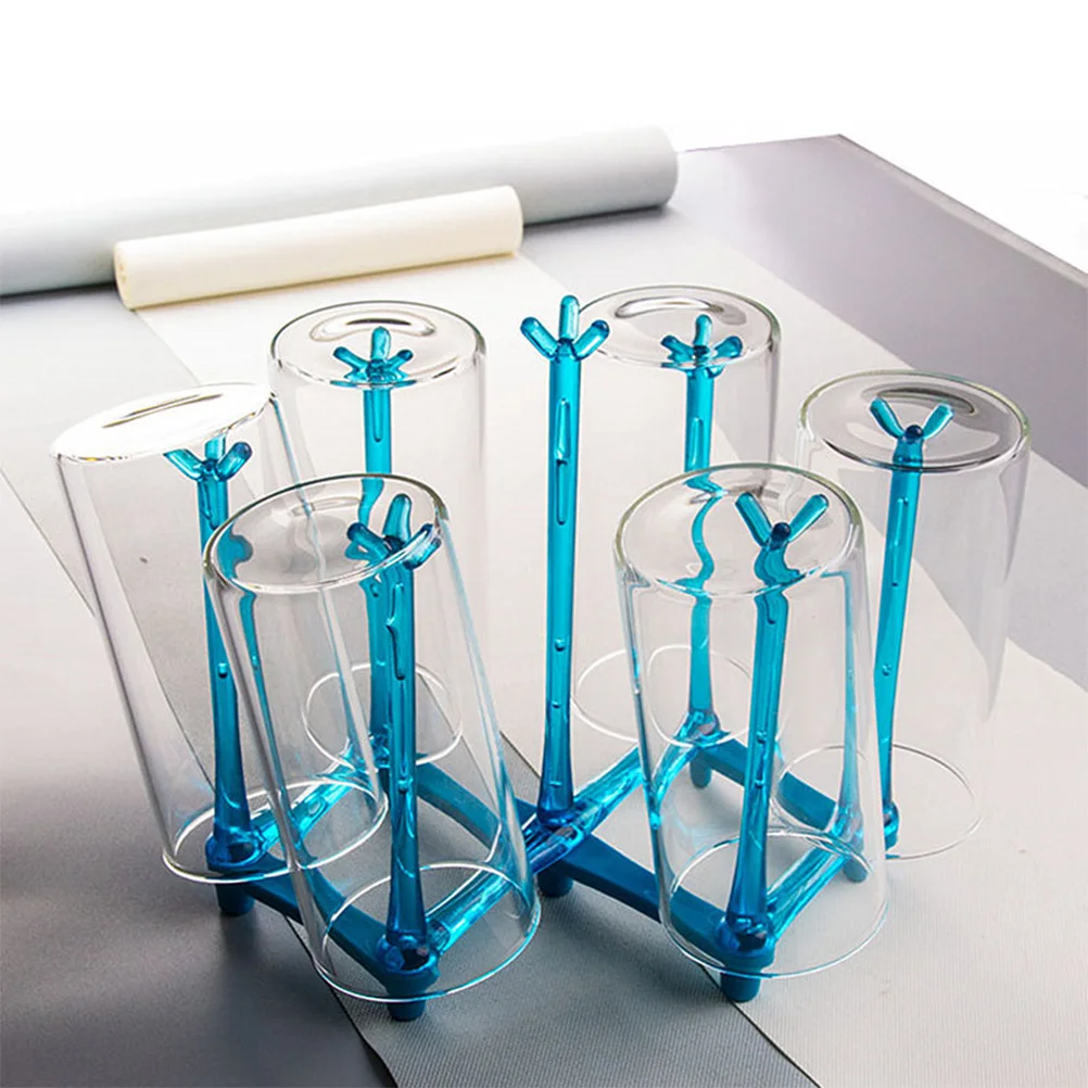 

Folding Plastic Cup Holder Retractable Drying Rack For Cups Bottles Blue Pp Material Steady Top Design Compact Kitchen