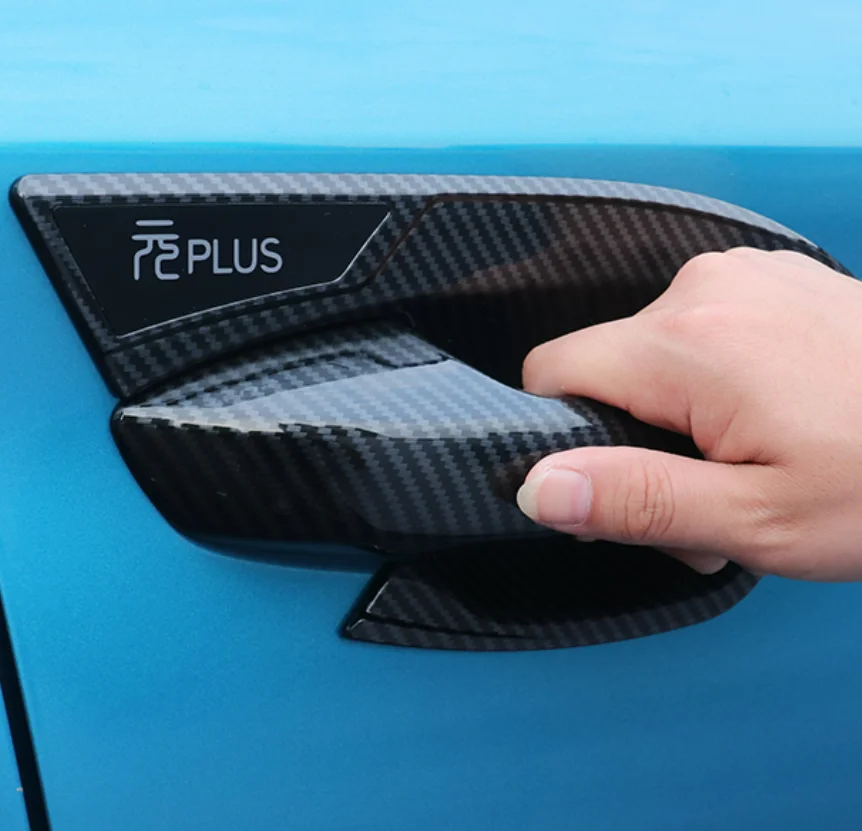 

For BYD Atto 3 Yuan Plus 2022 2023 Carbon Fiber Look Car Door Handle Catch Protection Cap Cover Trim
