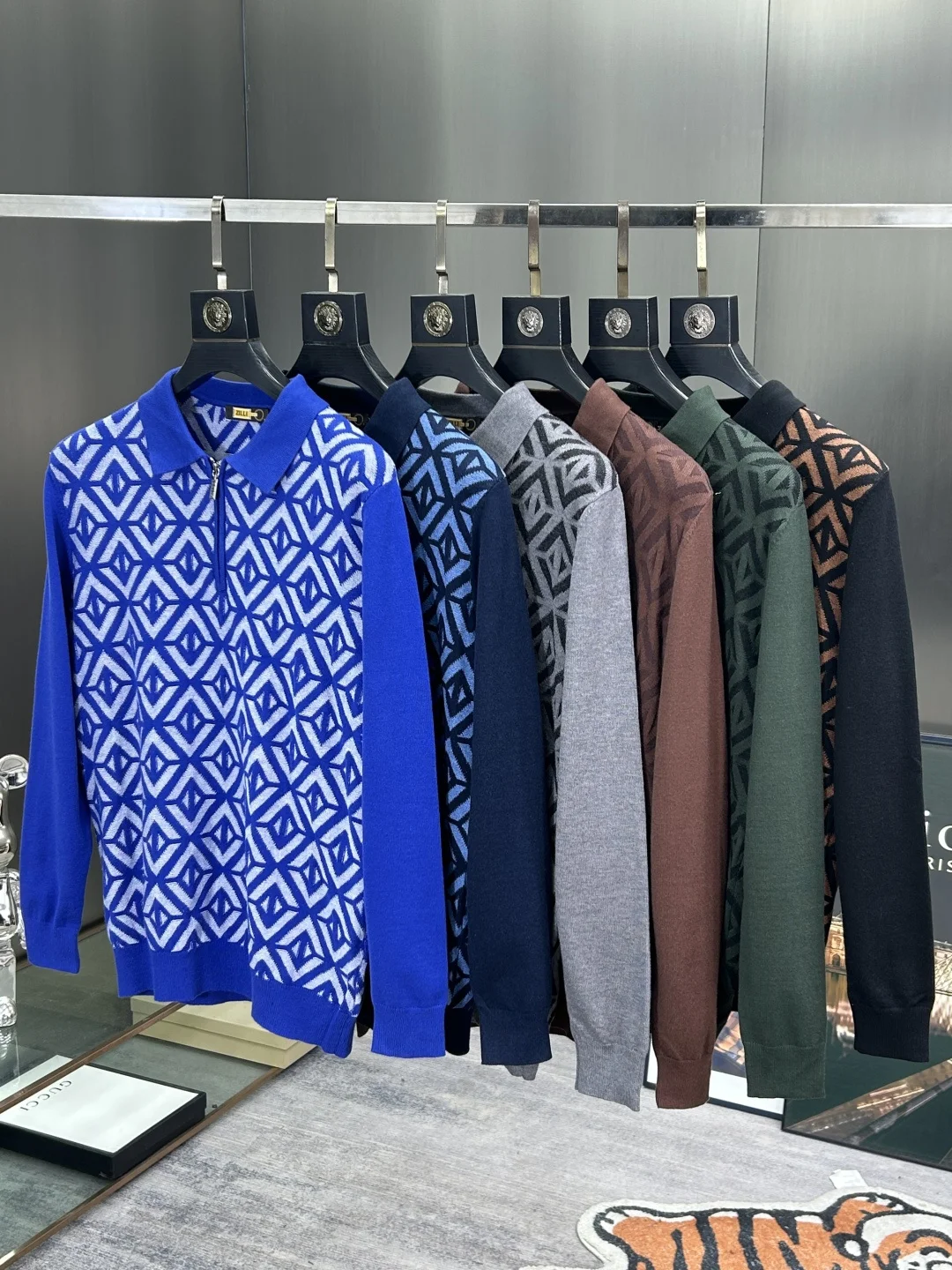 

BLLIYOSS шерстяная рубашка с длинными рукавами и лацканами для мужчин, новинка FW, теплая, удобная, эластичная, на молнии, с вышивкой, высококачественный размер M48-3XL56