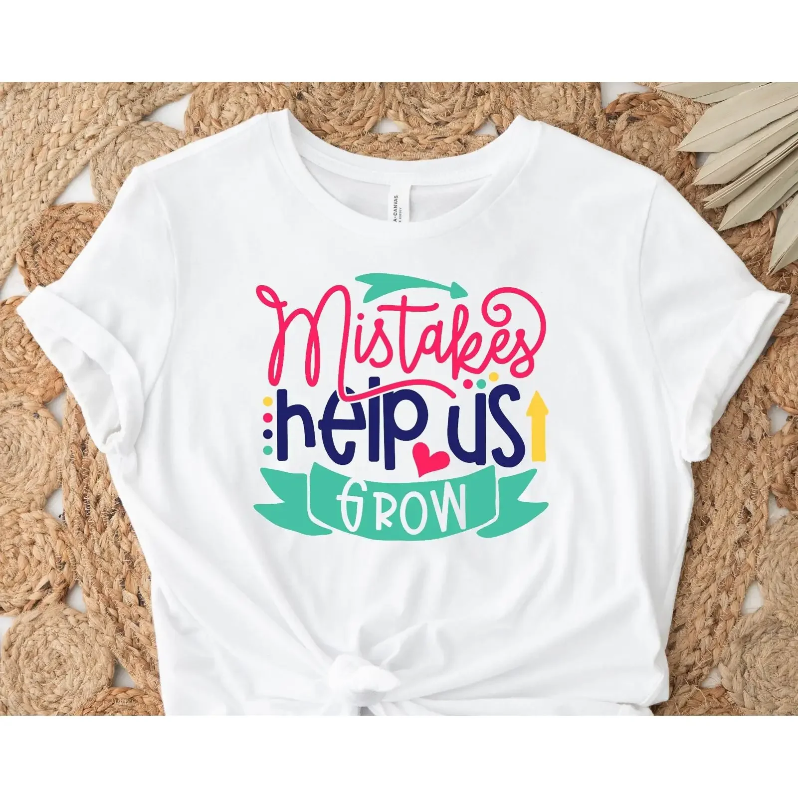 Mistakes Help Us Grow T Shirt Teacher Back to School Positive Mindset Appreciation  vintage Washed Stretched streetwear