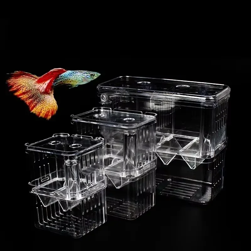 Durable Transparent Acrylic Aquarium Breeding Incubator Rectangular Fry Isolation Box Environmentally Friendly Plastic