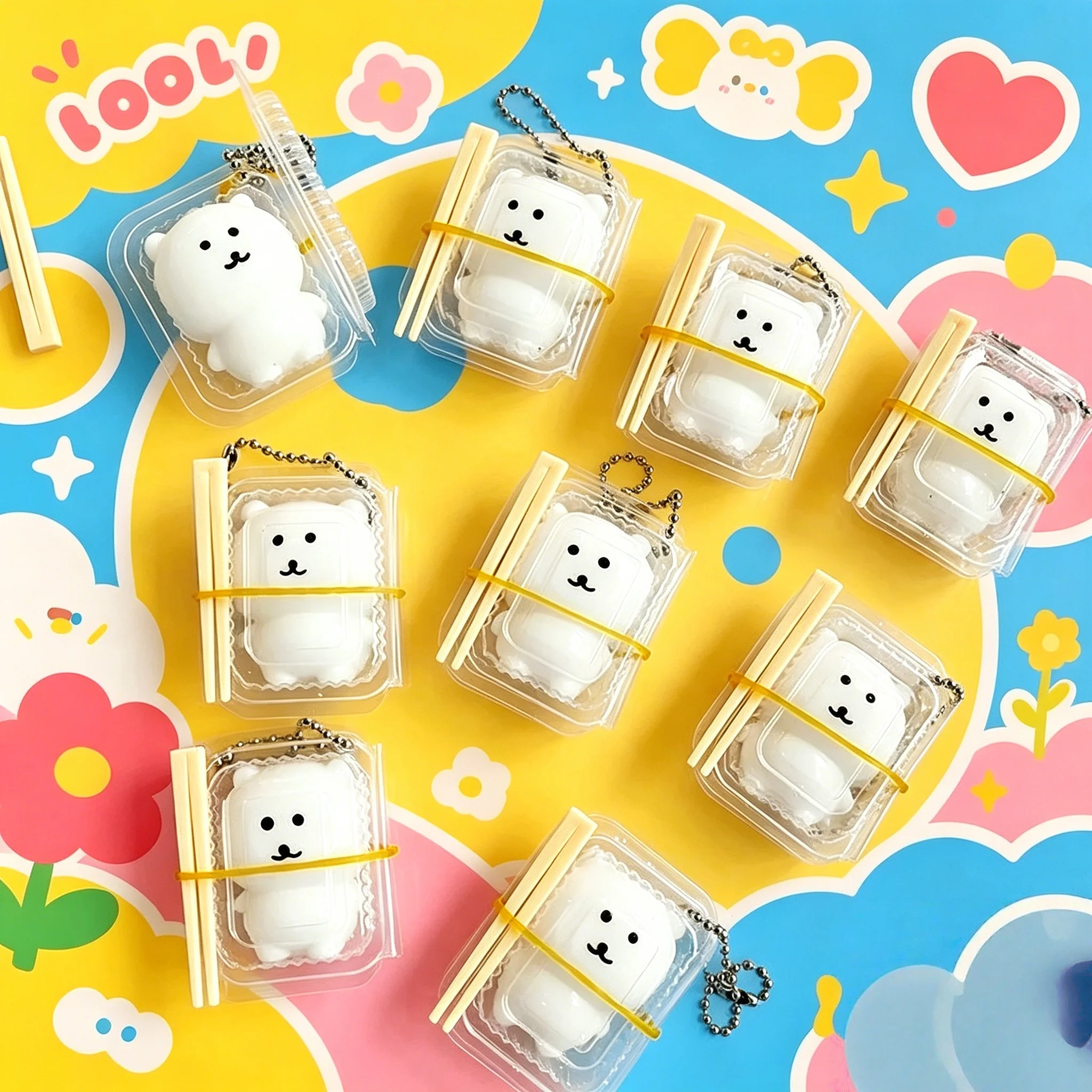 Lunch Box Squishy JOKE Bear Kawaii Squishy Toys Bag Cute KEY Pendant Pinching Squeezeing Decompression Toy Party Birthday Gifts