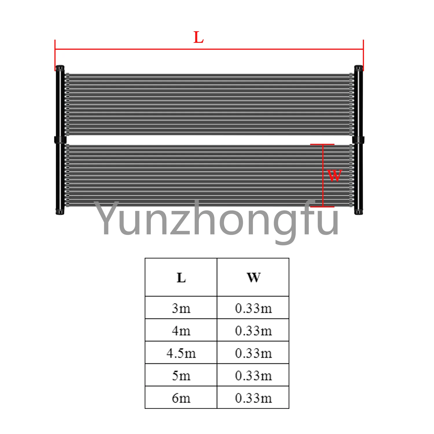 Swimming Pool Solar Hot Water Heater Mat Panel Pool Heater Black Rubber Solar Heating Mat NBR Sun Energy Mat Length 300cm