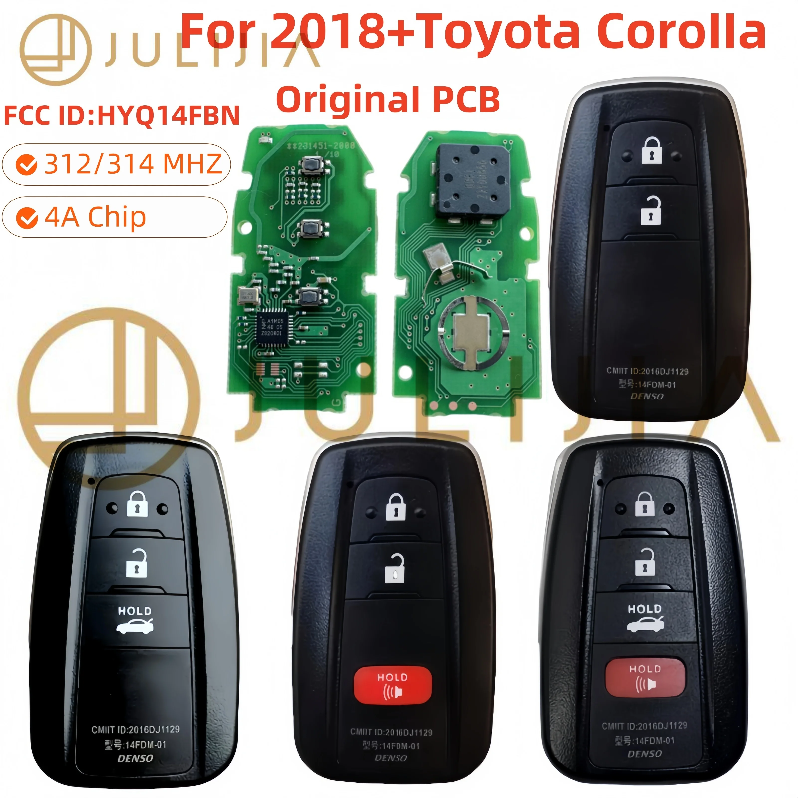 

Original PCB ToyotaCorolla 4AChip 312/314MHZ Toyota 2000 PCB Proximity Car Remote Key ForUSA Brazil Market 2018 - 2022 HYQ14FBN