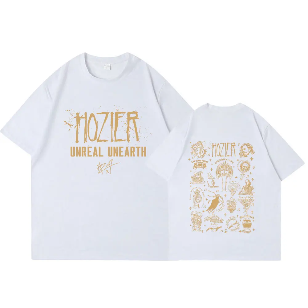 Hozier Unreal Unearth Unheard Tour T Shirt Men Women Fashion Vintage Oversized T-shirts 100% Cotton Casual Short Sleeve T-shirt