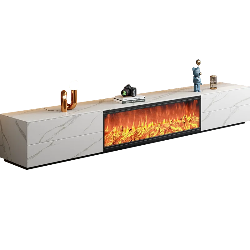 #Luxury Living Room Furniture Italian Fireplace Slate TV Stands Embedded Simulation Flame Electronic Fireplace Storage TV Cabine