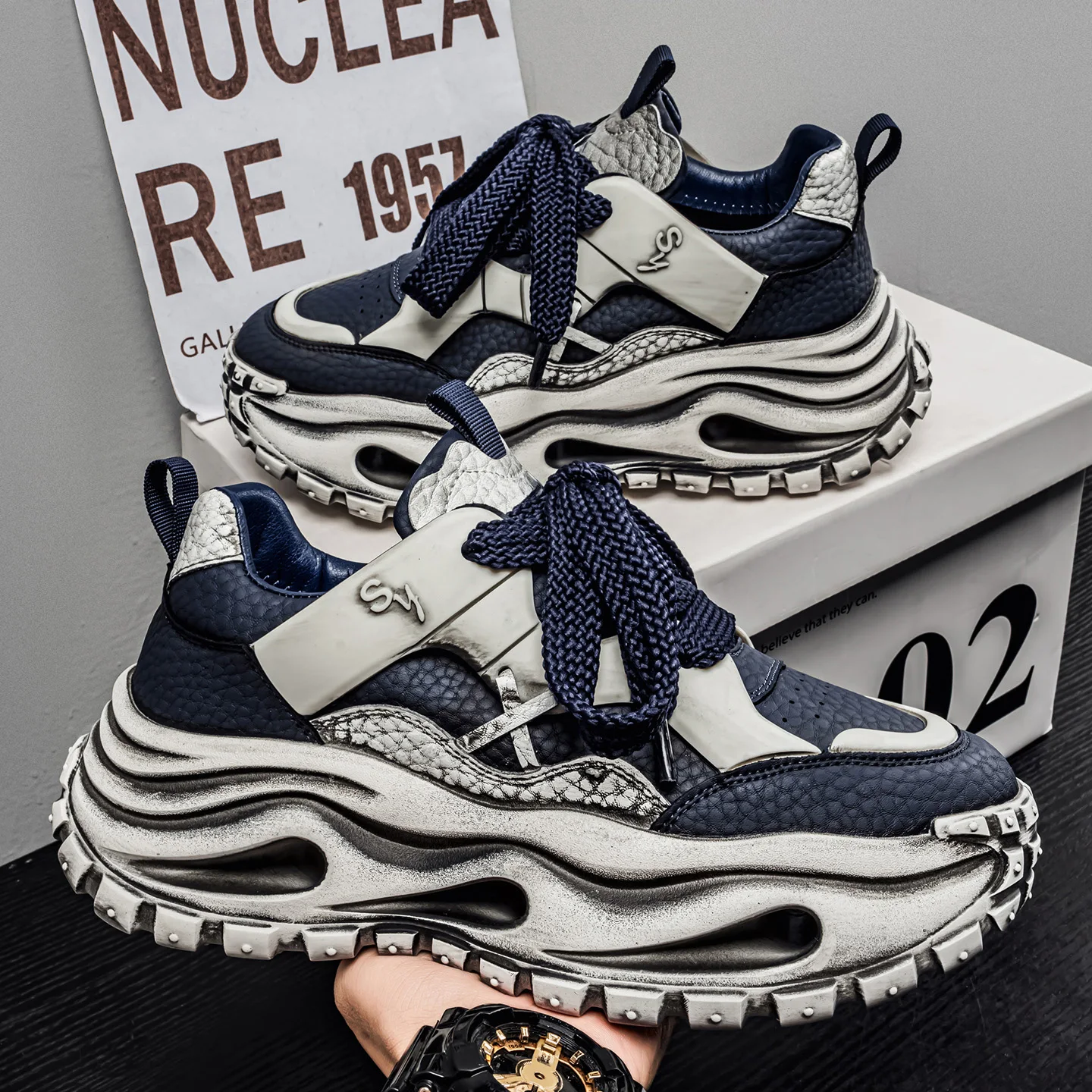 

All Season Low-Top Chunky Sneakers | Thick-Soled Height Increasing Trendy Non-Slip Wear-Resistant Outdoor Casual Shoes