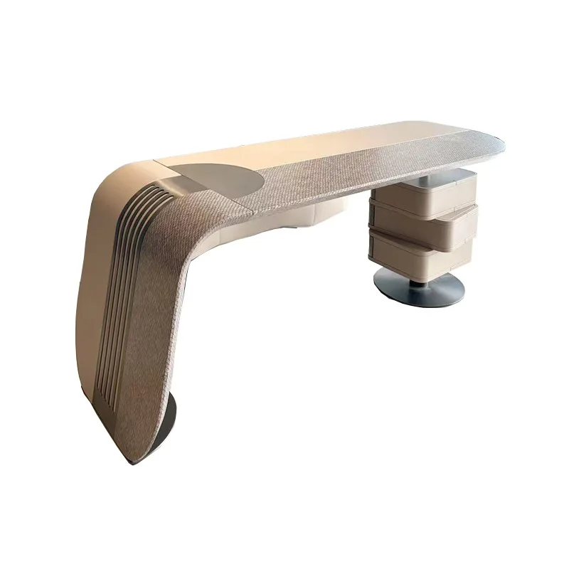 Desk boss table modern light luxury high-end designer villa solid wood storage, desk