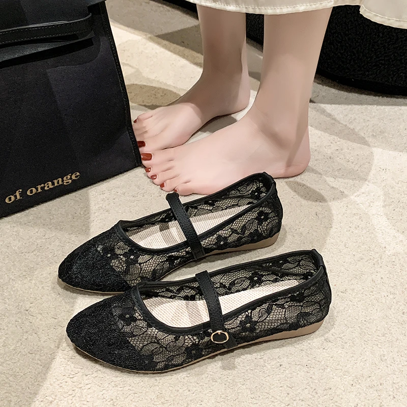 2024 New Women Flats Shoes Summer Ballet Flats Fashion Bow Women Shoes Slip on Sweet Hollow Flat Shoes Female Zapatos De Mujer