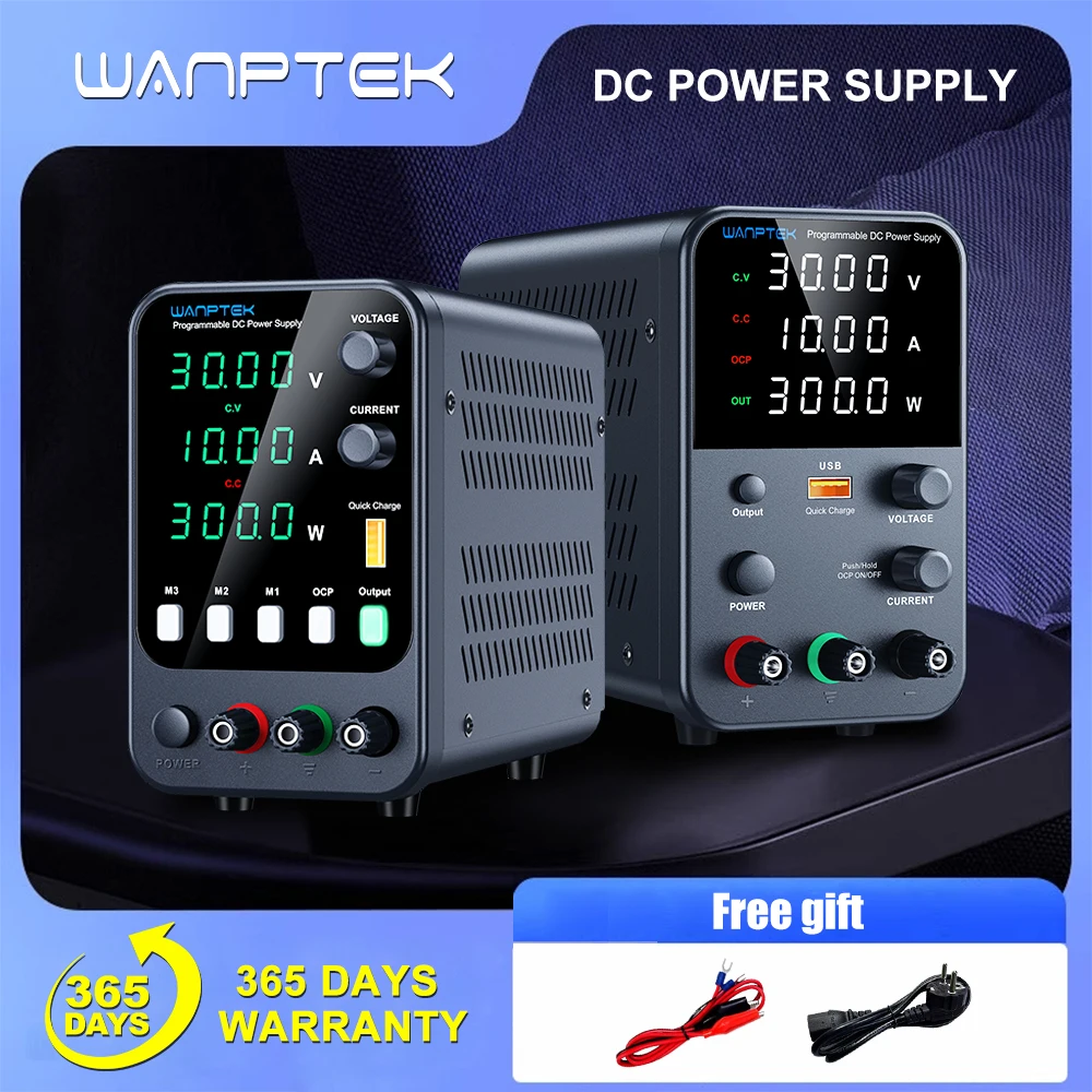 Wanptek Alimentatore da laboratorio 30V 5A / 30V 10A con protezione da cortocircuito OCP AC 220V/110V Corrente preimpostata con commutazione automatica