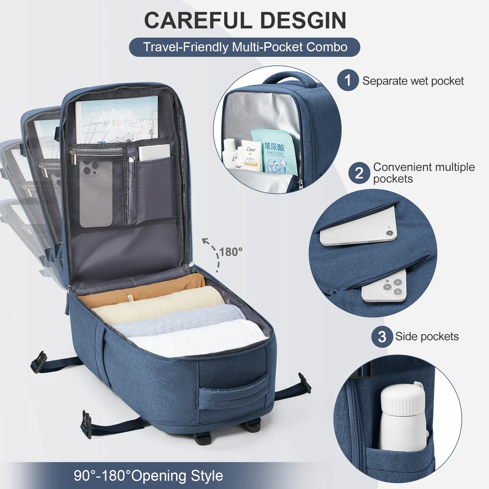 SPAHER Tas 40x20x25 Ryanair Reisrugzak voor Laptop 15.6 Cabin Bagage