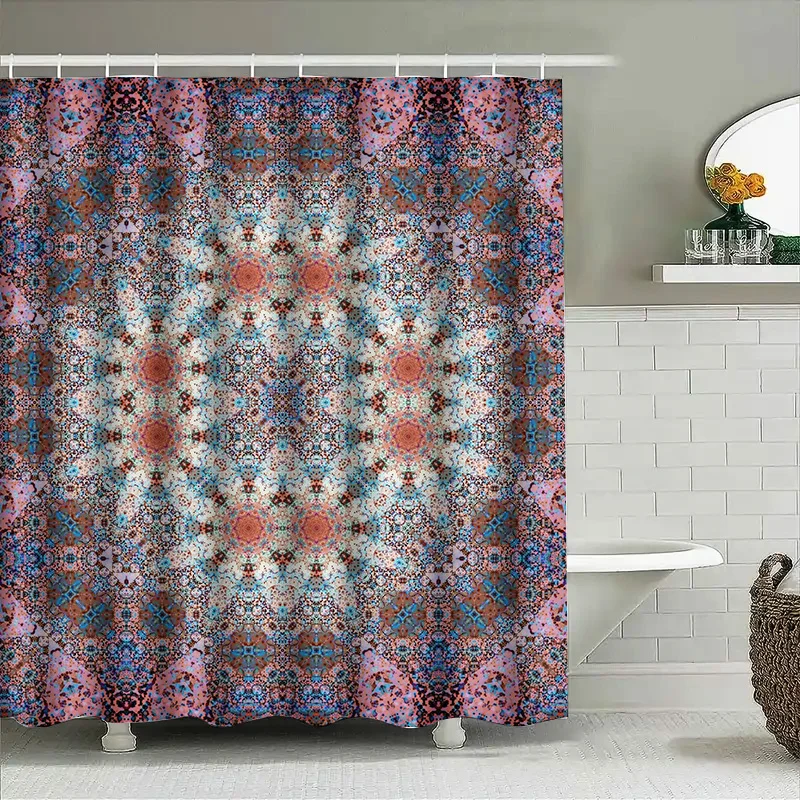 

Занавеска для душа в ванной комнате с декоративным принтом и цветочным узором, водонепроницаемое украшение для дома для ванных комнат розового, синего, оранжевого, белого цвета