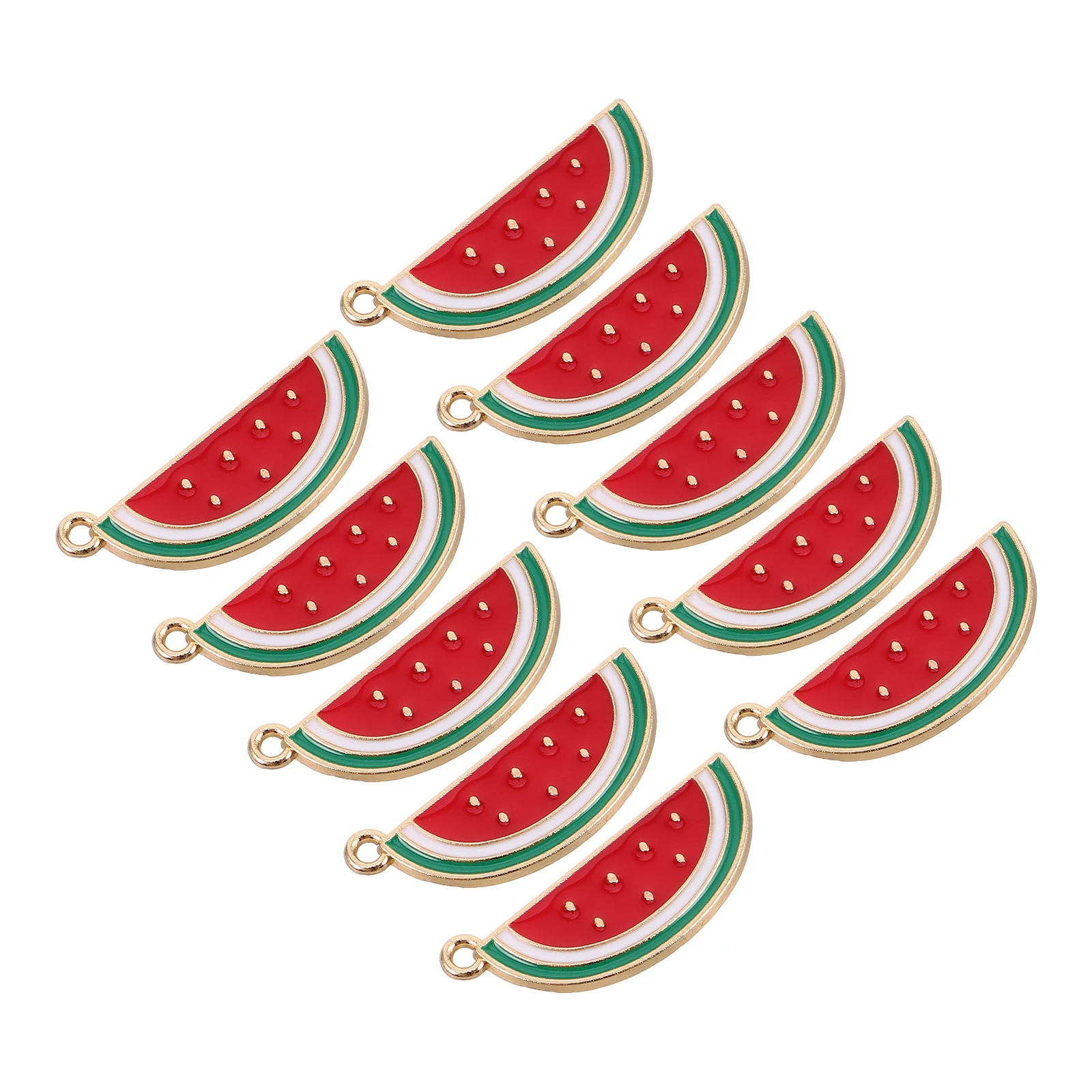 

10 Pcs Watermelon Pendant Fruit Charms Embellishments Jewelry Enamel Slice Dangle Necklace Accessories Bracelets Beads